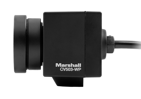 IP67 rated weatherproof mini camera on heavy duty Marshall stand