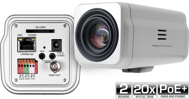 2.0MP 20X Zoom IP Box Camera with CVBS output