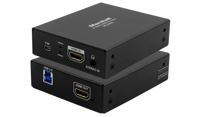 Marshall VAC-12HU3 converts HDMI 2.0 input to USB 3.0 output with active HDMI loop-through