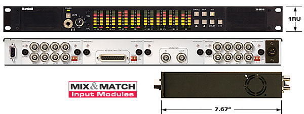 16 Channel Digital Audio Monitor 1RU  Mainframe Tri-Color LED Bar Graphs