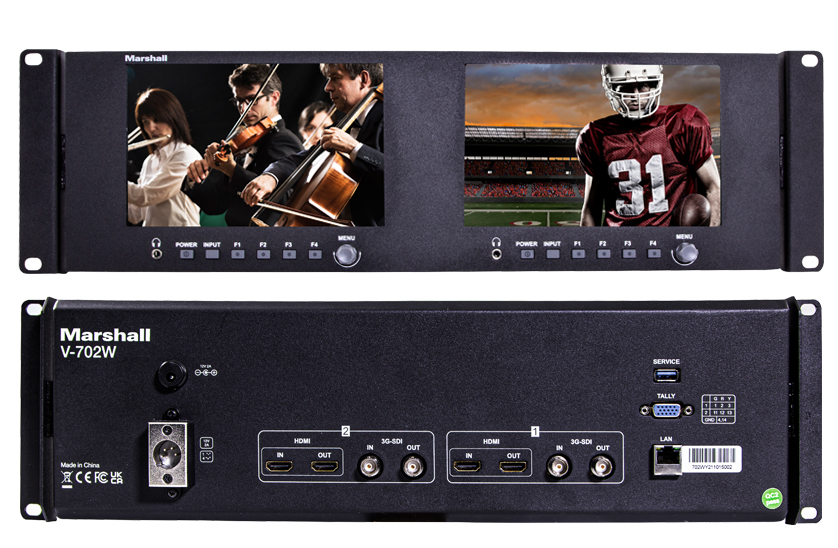 V-702W - Dual 7 inch Rackmount Monitor with HDMI, 3G-SDI and Composite Inputs