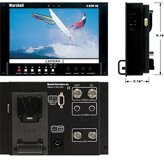 1.2 TFT-Megapixel Stand alone / Video Assist Monitor with Analog/Digital SD Inputs
