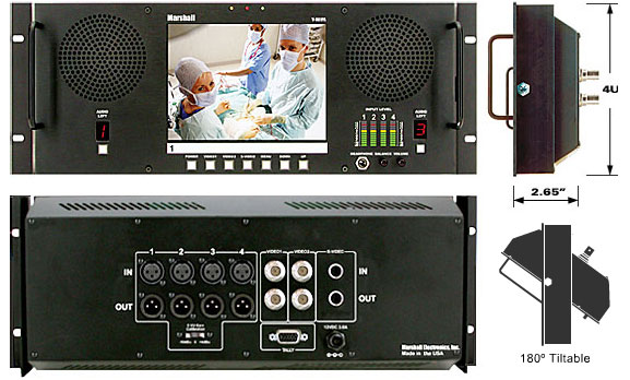 Rack Mounted Full Color Active Matrix LCD Panel with 2 Composite Video inputs