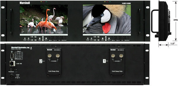 Dual LCD Rack Mount Monitor with 3G-SDI Modules and Loop-Through