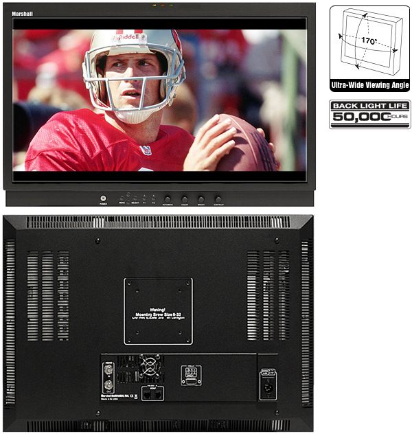 Broadcast LCD monitor with HD-SDI/SDI input and In-Monitor Display features