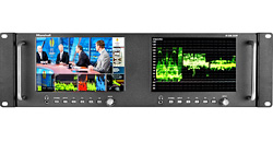 Dual 7-inch broadcast monitor with HDMI, 3G-SDI, Component and Composite Inputs with Waveform and Vectorscope