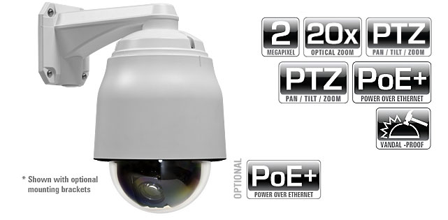 2.0 MP 20x Vandal Proof IP Speed Dome with HD-SDI