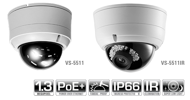 1.3 MP IP Low Light Vandal Dome / IR Camera