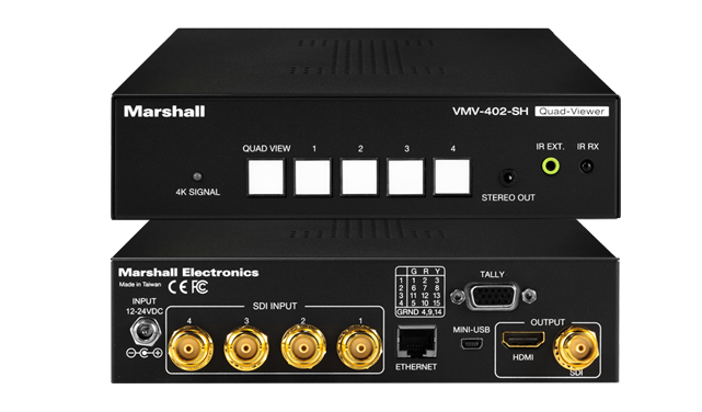 Quad-Viewer Switcher with Audio Meter Display