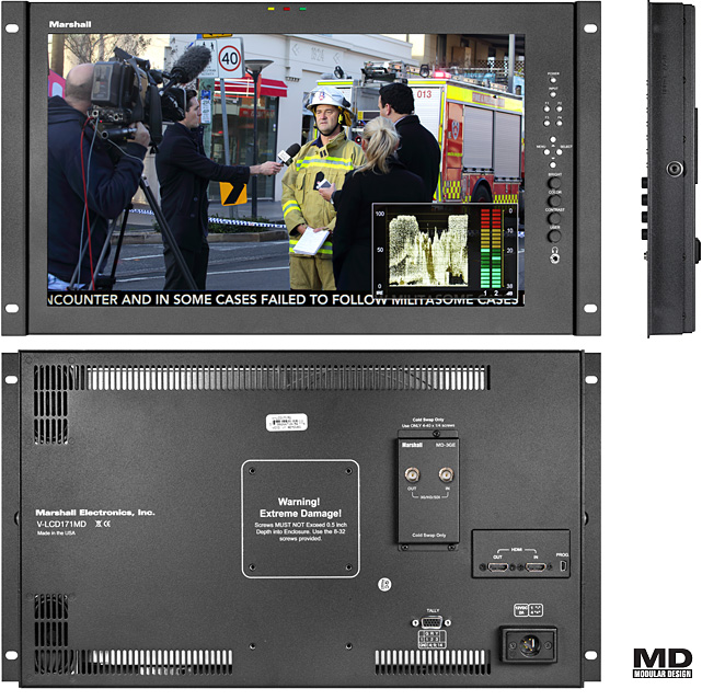 17.3-inch Rackmountable Monitor with Modular Input, Waveform Overlay, Audio Bars and HDMI