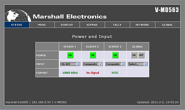 MD Network Control Power and Input