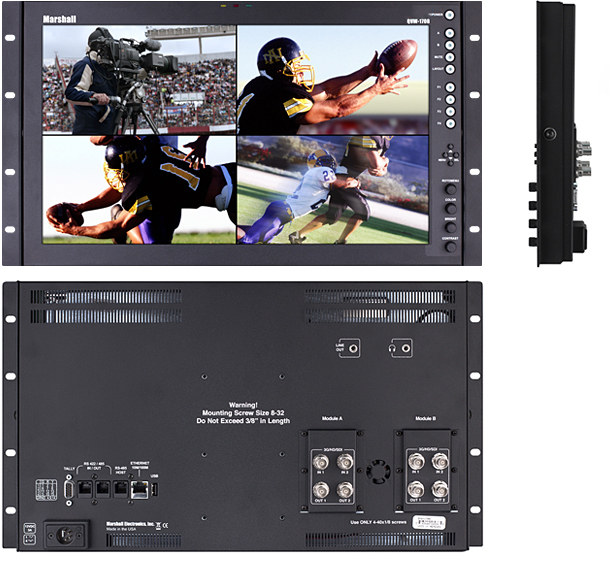 17-inch Full Resolution Rack-mountable Desktop Monitor with Quad Input, 2K/4K compatibility and advanced IMD features