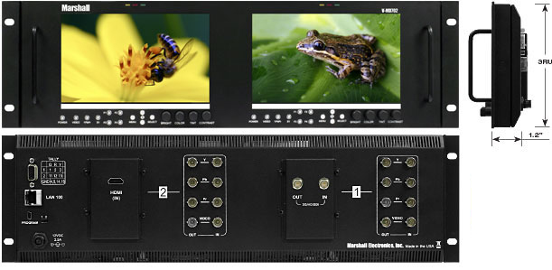 Dual 7inch 3RU High Resolution LCD Rack