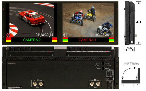 Dual 10.4 inch 1024 x 768 Rack Mounted Monitor Set with HD-SDI inputs and In-Monitor Display features