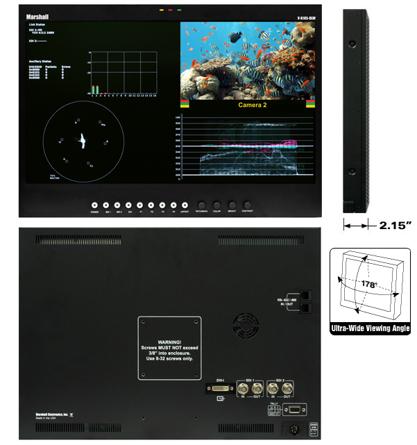 18.5 inch Desktop and Rack Mount Dual Link / Waveform Monitor with In-Monitor Display