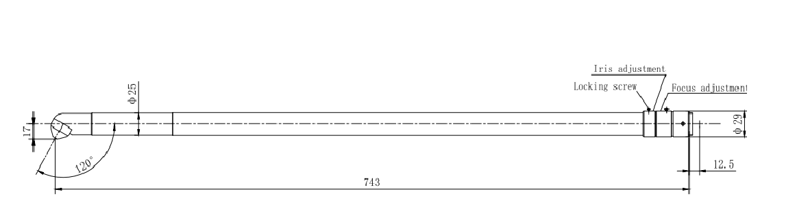 V-PL-HITEMP-743 x 120 High tem harsh environment pinhole lens diagram